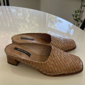 Sesto Meucci Tan Woven Mules - 8.5